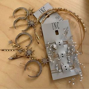 Bridal Hair Accessories Bundle - gold headbands hair pins wedding prom bride